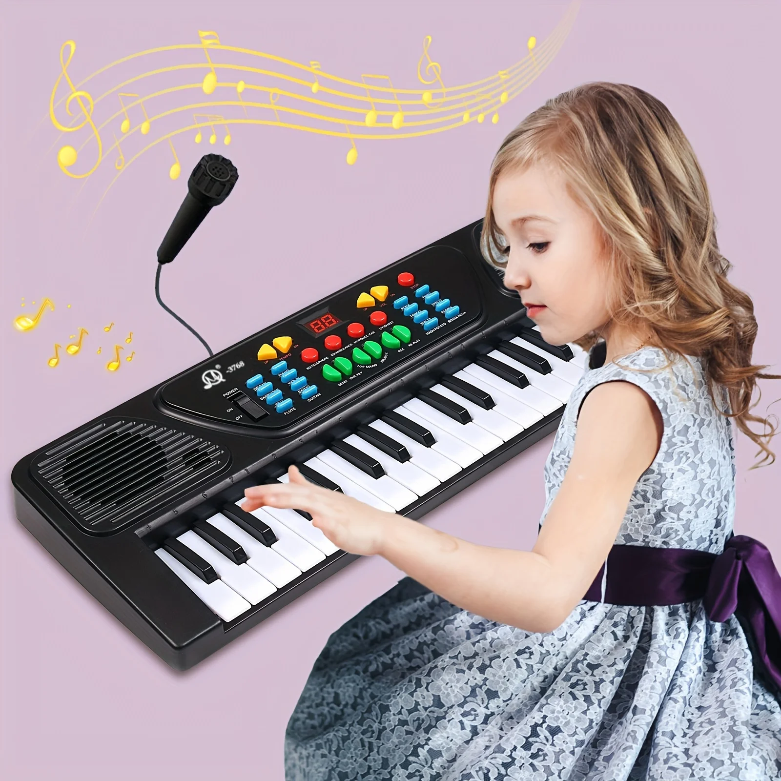 37 Keys Single Channel Electronic Piano,With Microphone Portable Keyboard for Music Education, Starter Toy for Boys and Girls