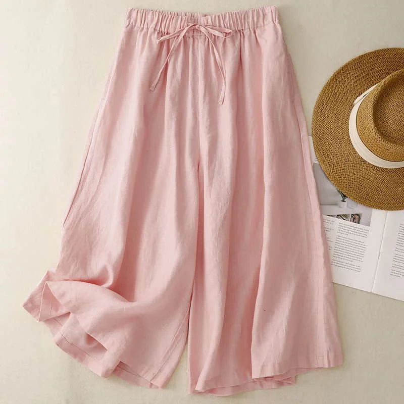 Women's Pants Solid Flowing Versatile Wide Leg Pants Summer Thin High Quality Korean Style Elastic Waist Loose Straight Trousers