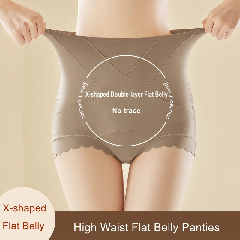 

New High Waist Tight Belly Underwear For Women Seamless Tummy Control Panties Slimming Butt Lifting Binding Body Shaper Pants