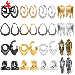 Earblity 2PCS Stylish Ear Hanger Weights 316L Stainless Steel Ear Plus Tunnels Gauges Piercing Body Jewelry for Women Man Gift