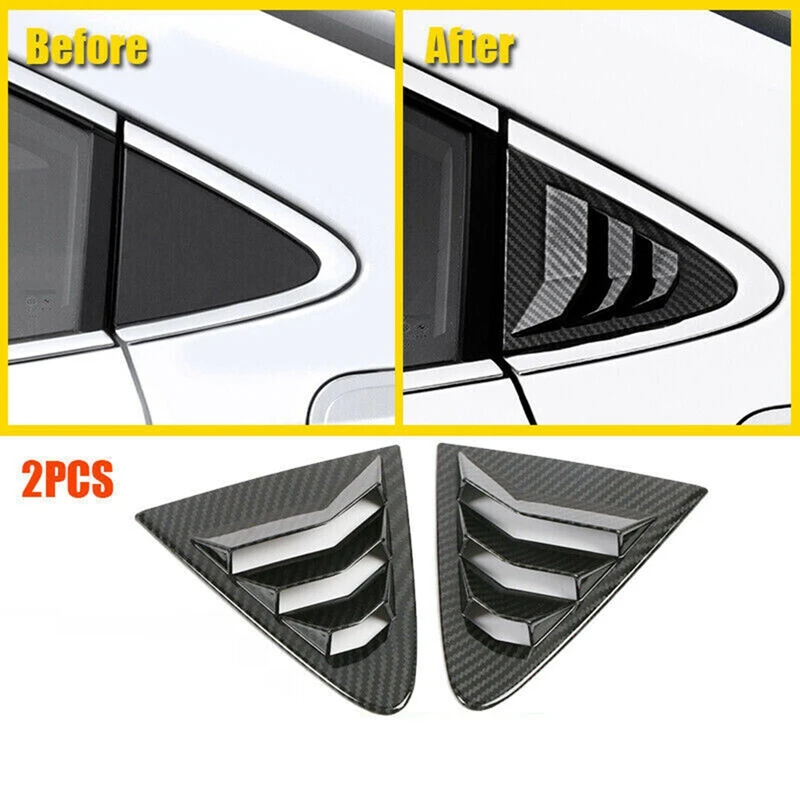 Carbon Fiber Color Rear Side Vent Quarter Window Louver Shutter Cover Parts For Toyota Corolla 2020-2023