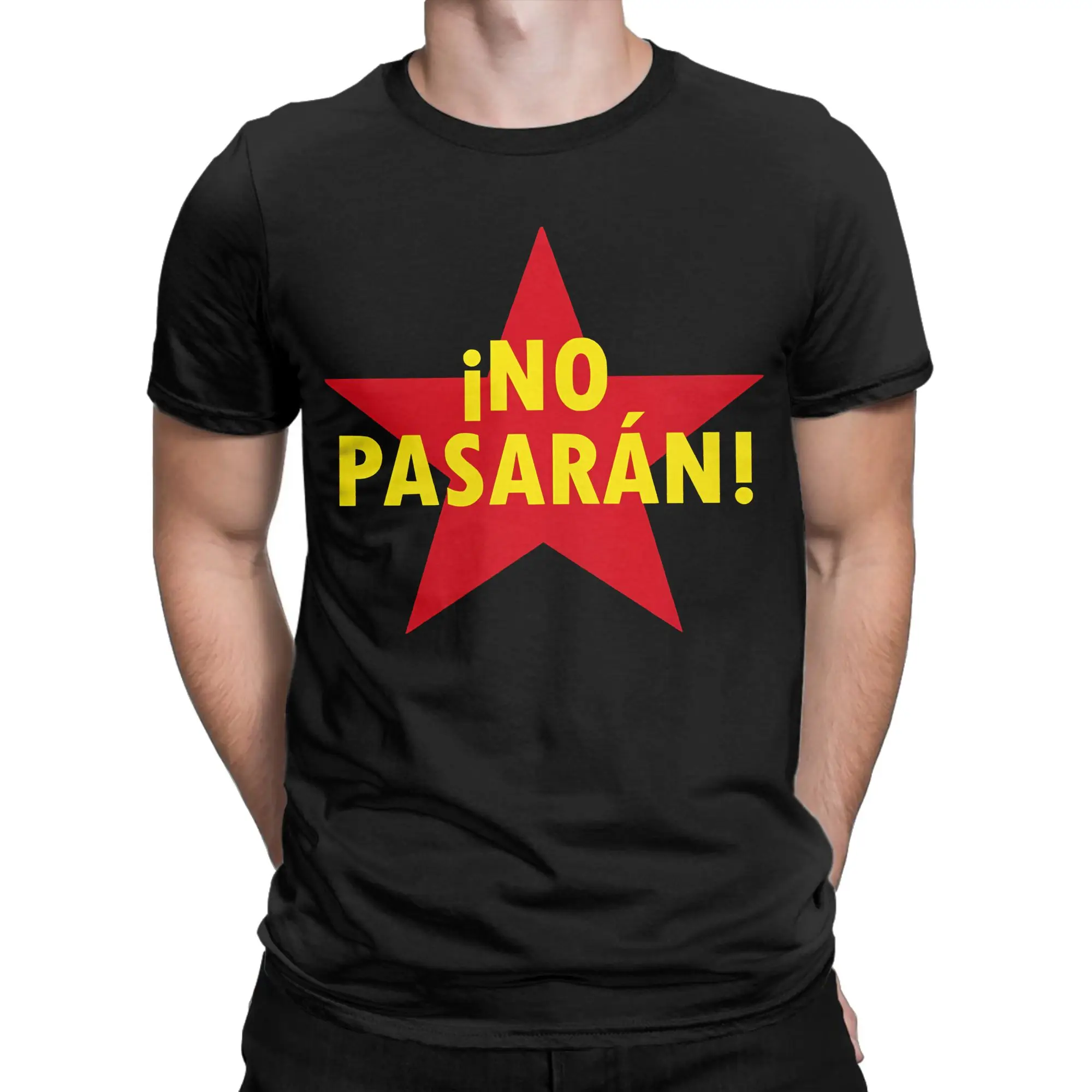 Casual No Pasaran Antifa Tshirts Men Crewneck Short Sleeve Clothing  Cotton Summer Tops