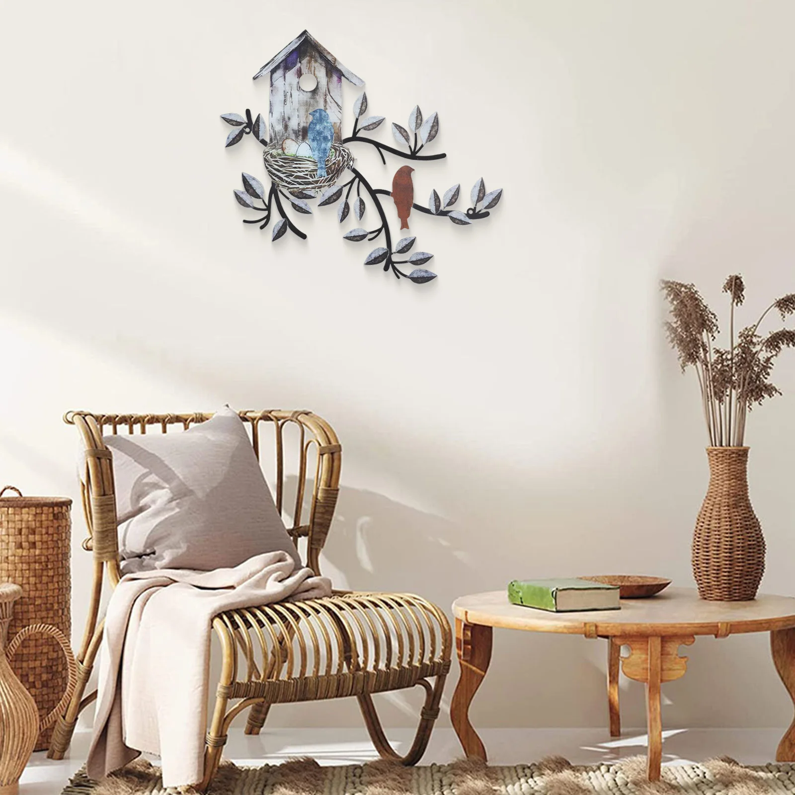 

Birds Wall Decor Metal Tree With Birdhouse Wall Art Hanging Outdoor Wall Brown 30 X 27 Cm Metal Bird Ornament Garden Decoration