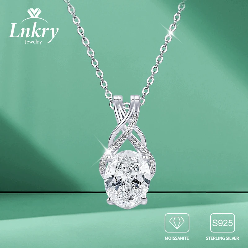 

Lnkry 8x10 мм овальная огранка муассанит кулон ожерелье 925 сертифицированные серебряные цепочки для женщин изящные бесконечные ожерелья ювелирные изделия подарок