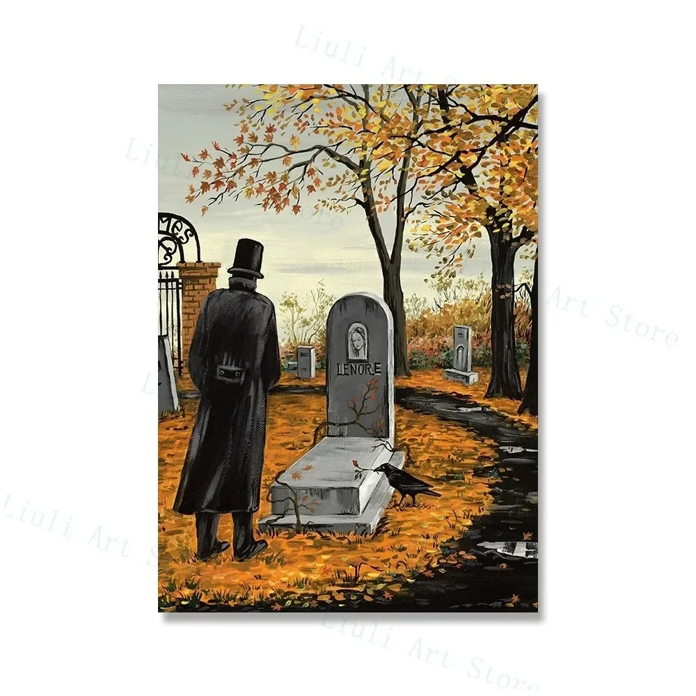 ملصق مطبوع على القماش عالي الدقة ، فن جداري ، ساحرة للهالوين ، مخيف ، قطة سوداء ، للحفلات ، المنزل ، في الهواء الطلق ، غرفة النوم ، اللوحة الزخرفية