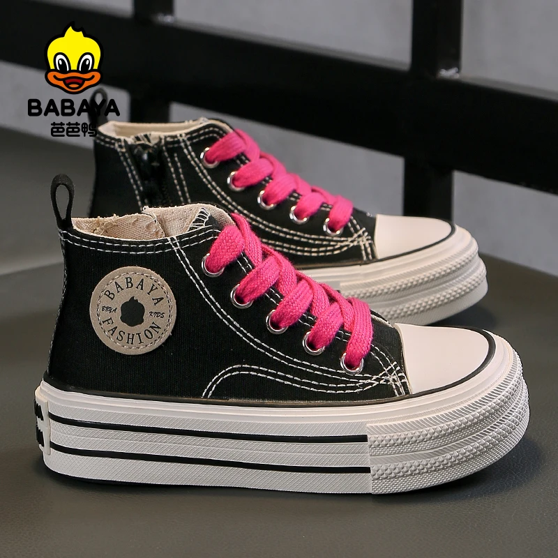 

Babaya 2024 Autumn New High Top Children's Canvas Shoes Girls Shoes Boys Breathable Cloth Shoes Kids Sneaker Spring Lacing