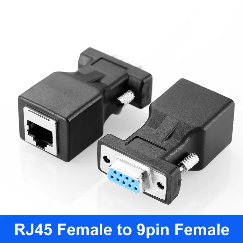 RJ45 to 9-Pin Female Adapter, RJ45 to DB9 Pin Male DB9 Female RJ45 to RS232 Network Port to Serial Port DB9 Pin