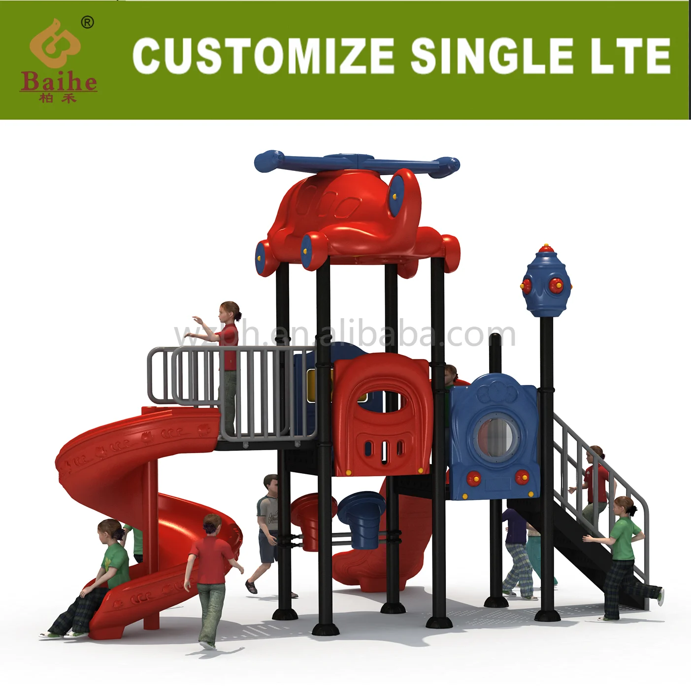 Baihe High Quality Outdoor Amusement Equipment OEM Red Airplane Slide For Parks & Schools