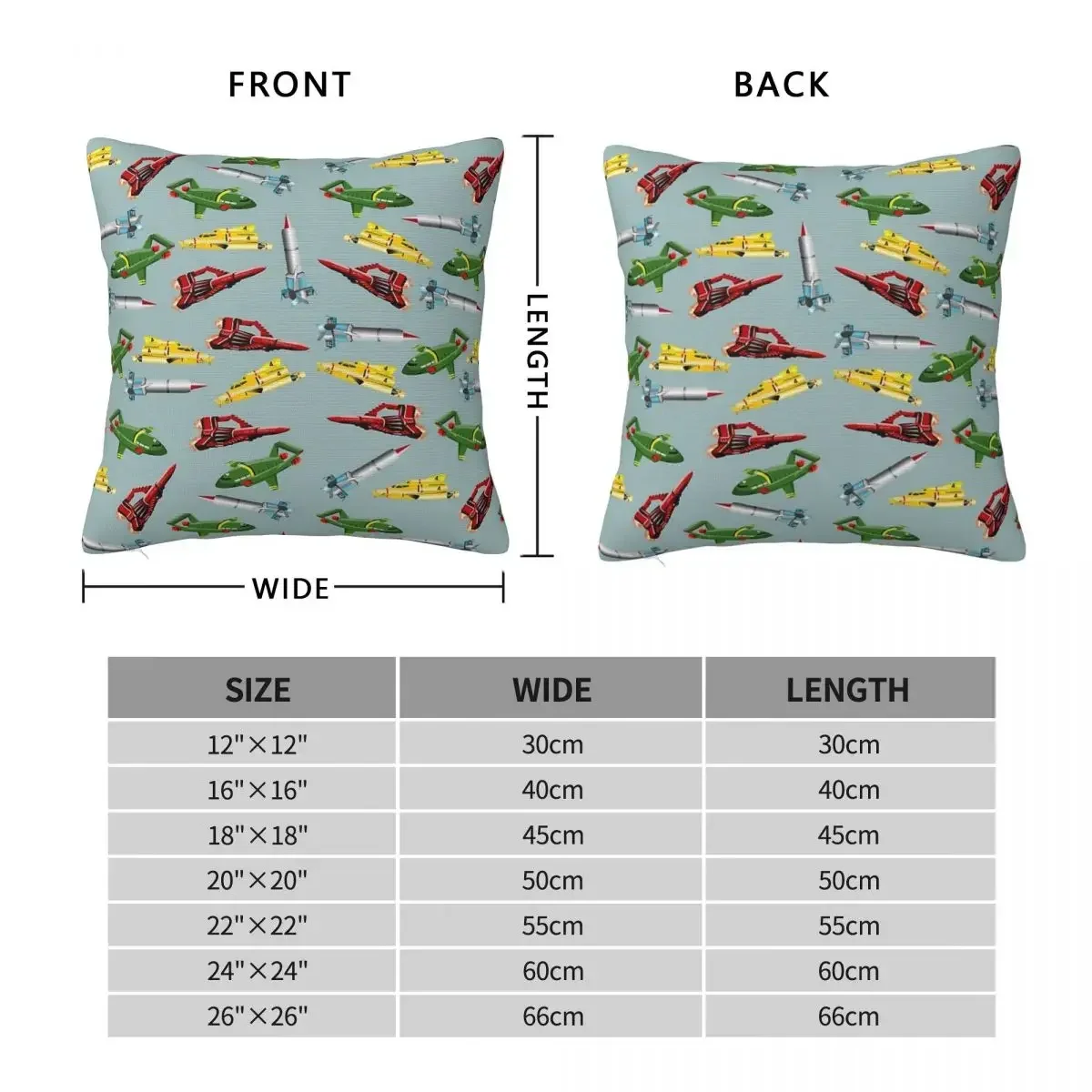 Thunderbirds Pattern Square Pillowcase Pillow Cover Polyester Cushion Decor Comfort Throw Pillow for Home Car