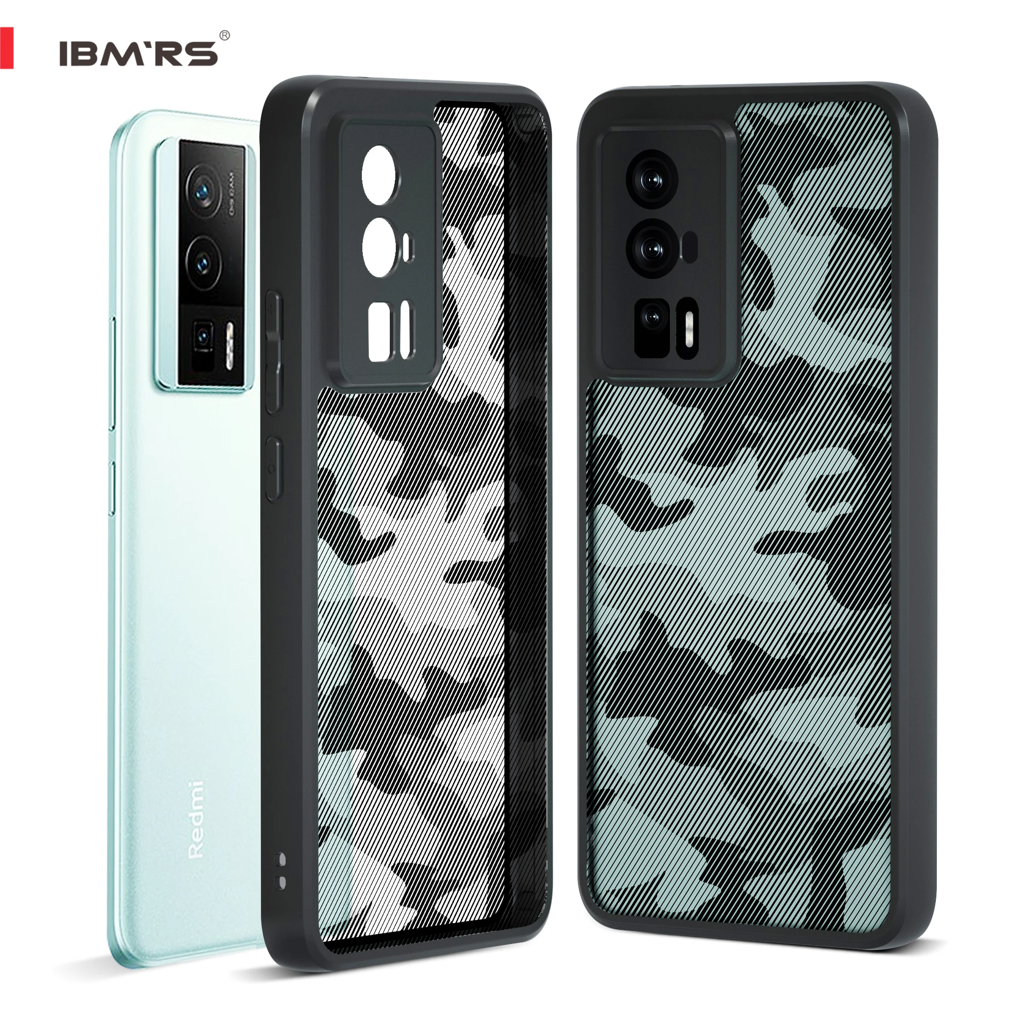 

IBMRS for Redmi K60 Camo Case, Shockproof Cover, PC+TPU Dual Layer Heavy Duty Armor