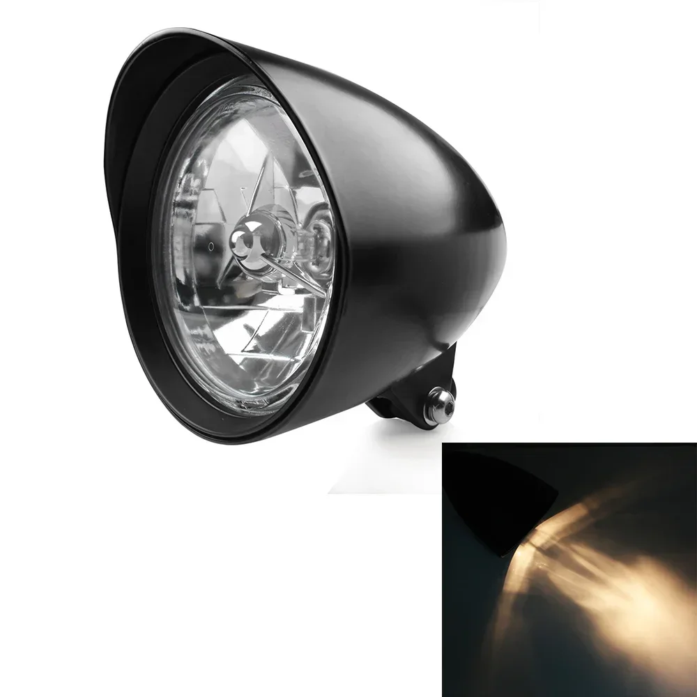

5 3/4" Motorcycle H4 LED Headlight Visor Bucket For Harley Sportster Fatboy Dyna Softail V-ROD Chopper Bobber Cafe Racer Cruiser
