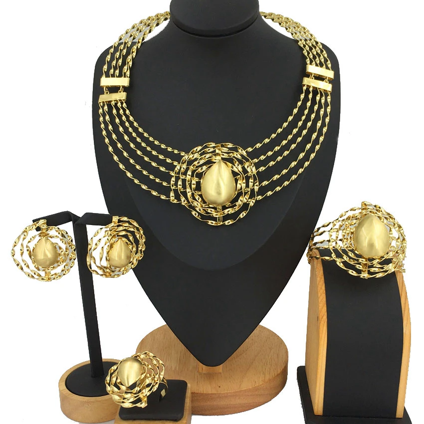 

Quality Brazilian Dubai Necklace Women Wedding Party Jewelry Set FHK13037