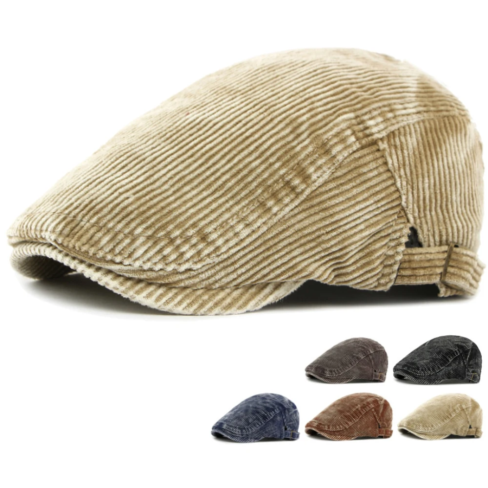 HT4910 Mens Berets Women New Corduroy Autumn Winter Hats Artist Painter Beret Hat Male Female Ivy Flat Cap Adjustable Beret Caps