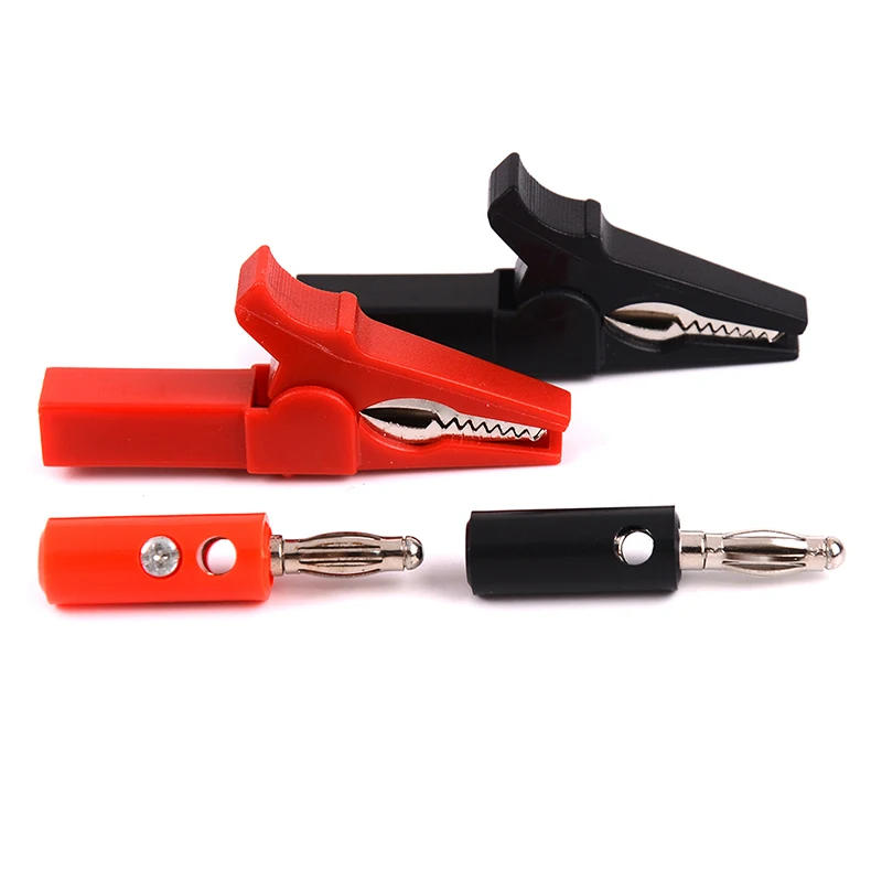 4Pcs 55mm Multimeter Test Leads Alligator Clip Test Probe Hook Quick Test, Car Inspection Hook Insulated 4mm Banana Socket
