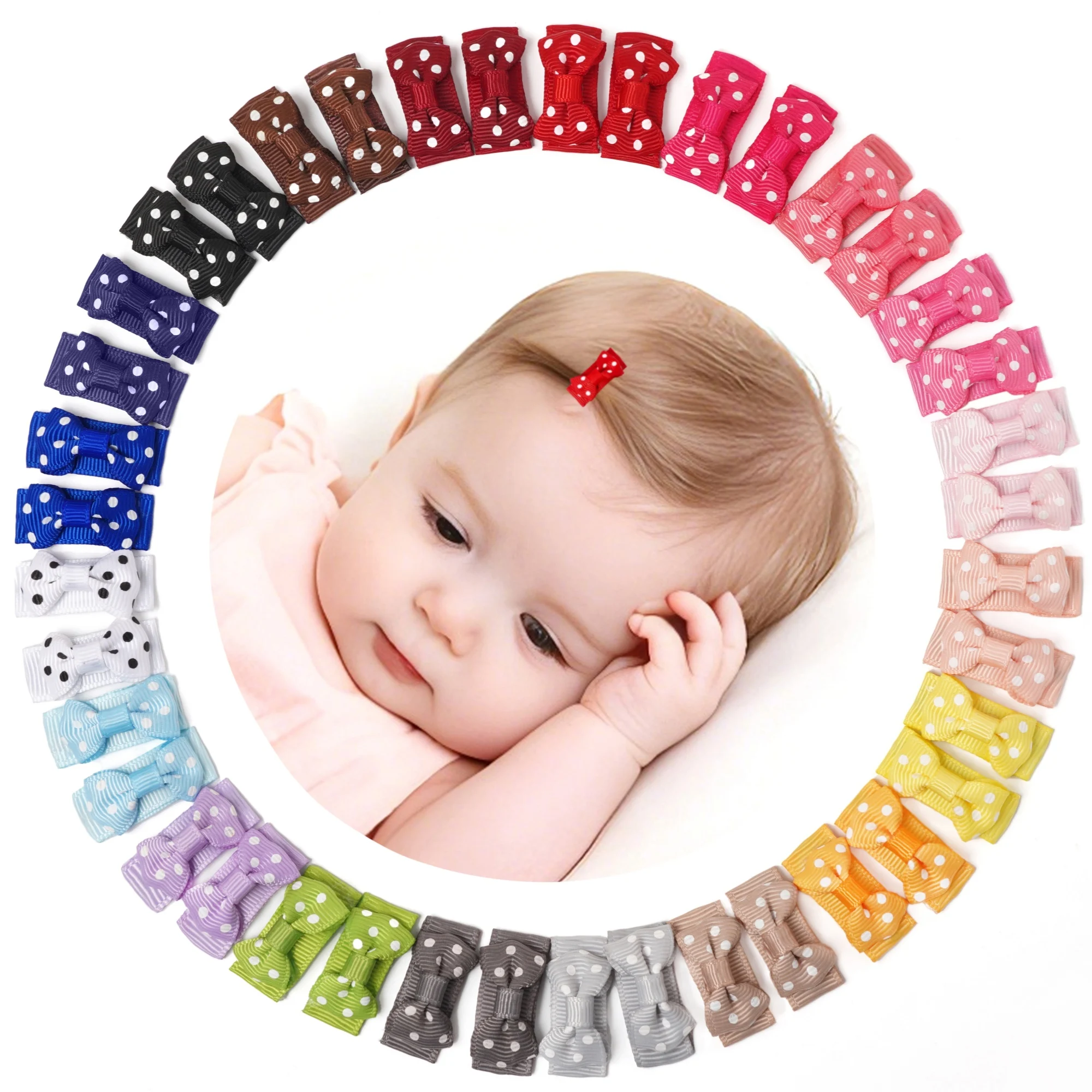 20 Pcs/40 Pcs Polka Dot Printed Snap Hair Clips Children Newborn Little Princess Hair Accessories