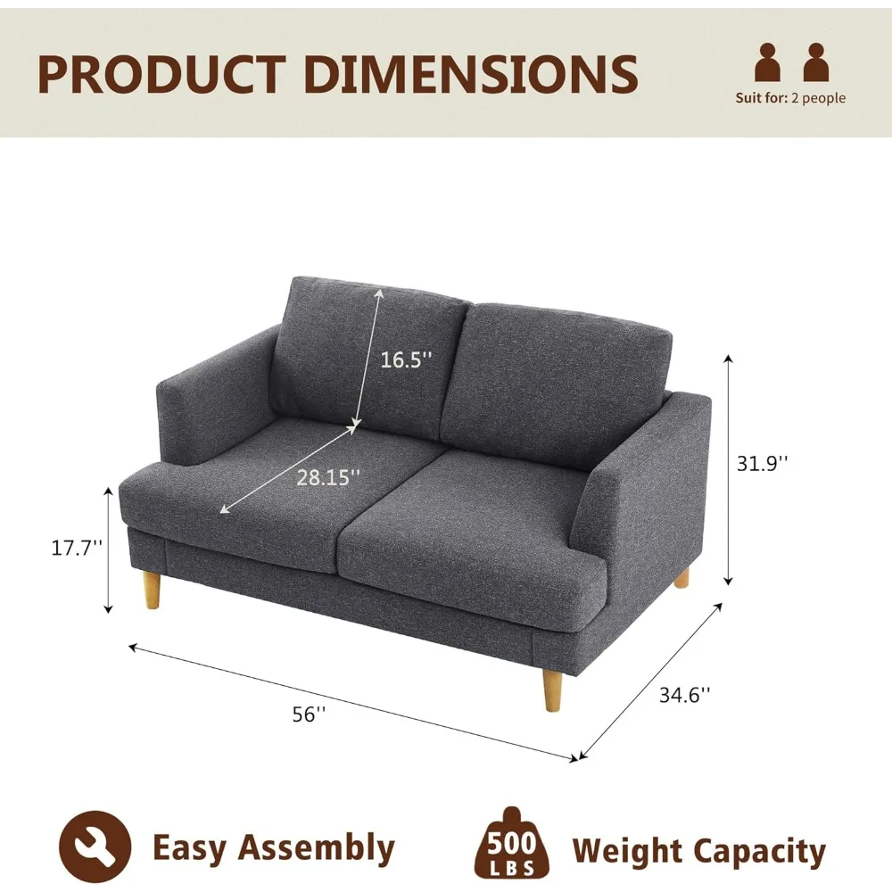 Loveseat Sofa with Deep Seats, 56