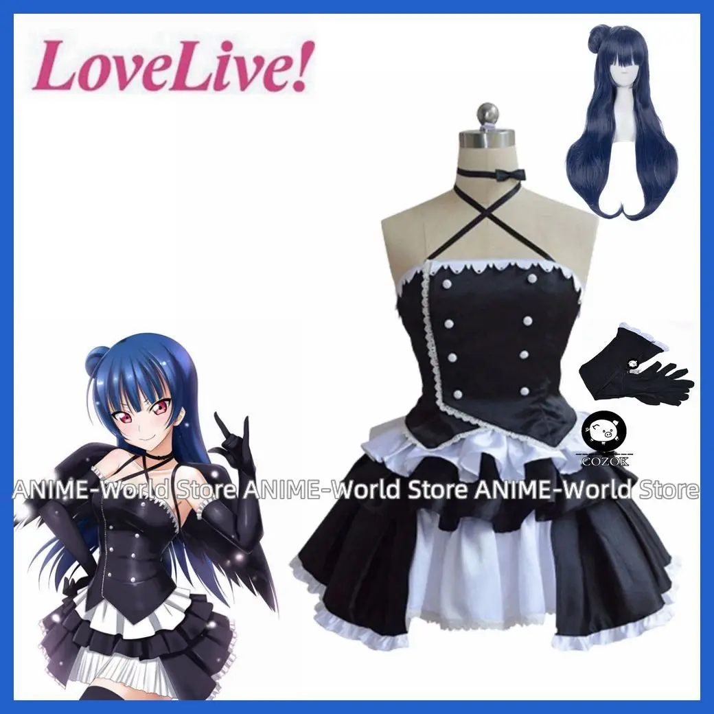 Tamaño personalizado, amor en vivo ¡Sunshine! Aqours-Disfraz de Yoshiko de Tsushima, traje negro de diablo pequeño, vestido negro de Lolita