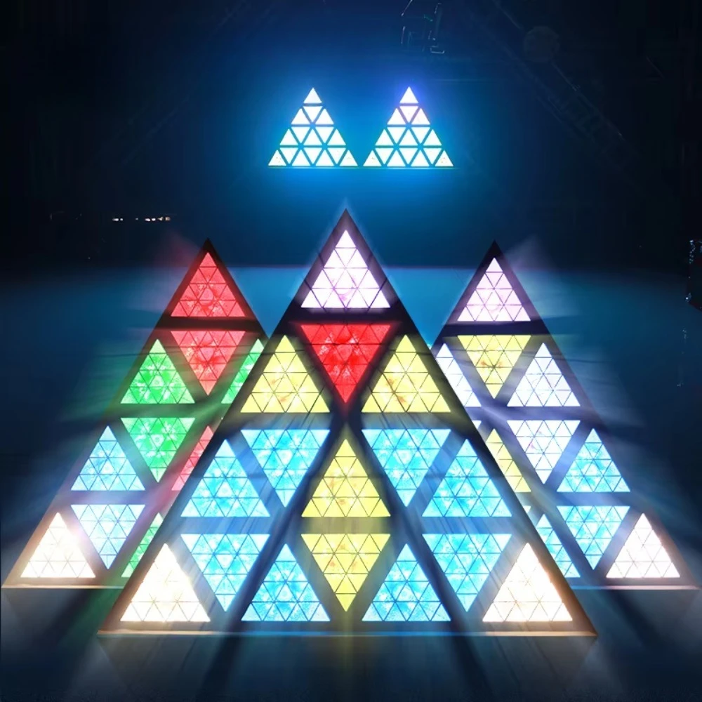 Nightclub Stage Light Emitting Diode Full Color Retro Matrix Light Gold + RGBW 4in1 Triangle Background Light