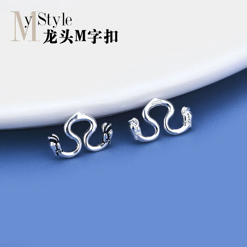 S925 Sterling Silver Faucet M Buckle Necklace Bracelet Clasp Connector Button Tail Buckle Handmade Jewelry DIY Accessories