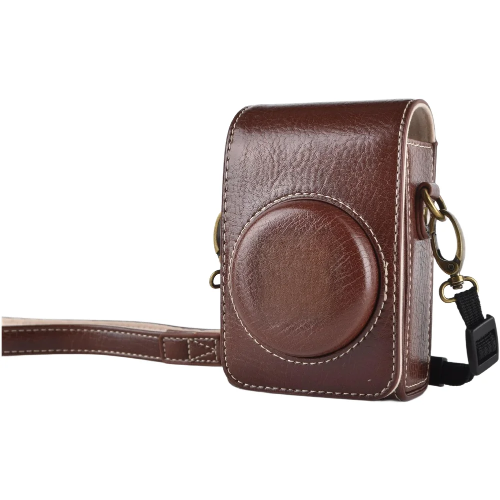 Shockproof PU Leather Camera Pouch for For GR4 with Soft Flannel Interior Magnetic Closure and Belt Loop 12.5x8x7cm