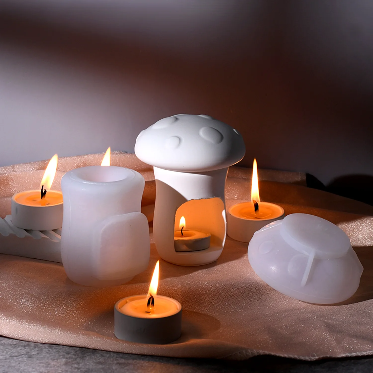 

Mushroom Candlestick Mold Silicone Hollow Out Mushrooms Holder Molds Cup Craft DIY Projects High Temperature Material