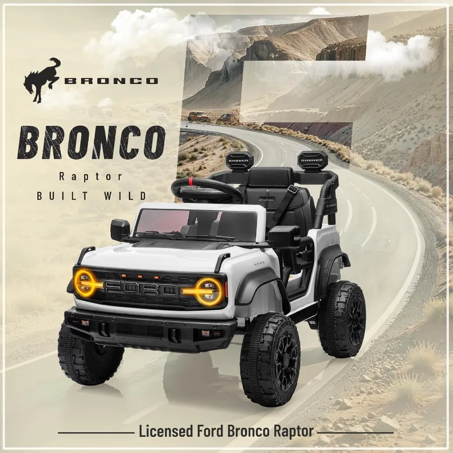 Samochód elektryczny dla dzieci 12V Bronco Raptor z pilotem dla rodziców, zasilany bateryjnie, ciężarówka z zawieszeniem na 4 koła LE