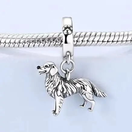 

Universal Buckle 925 Sterling Silver Charms Dog Golden Retriever Fit Original Bracelet Making Fashion Jewelry