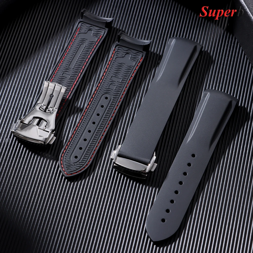 20 مللي متر 22 مللي متر منحني نهاية المطاط سيليكون حزام الساعات للرجال النساء مقاوم للماء الرياضة سوار حزام ل أوميغا ساماستر 300 حزام ساعة اليد