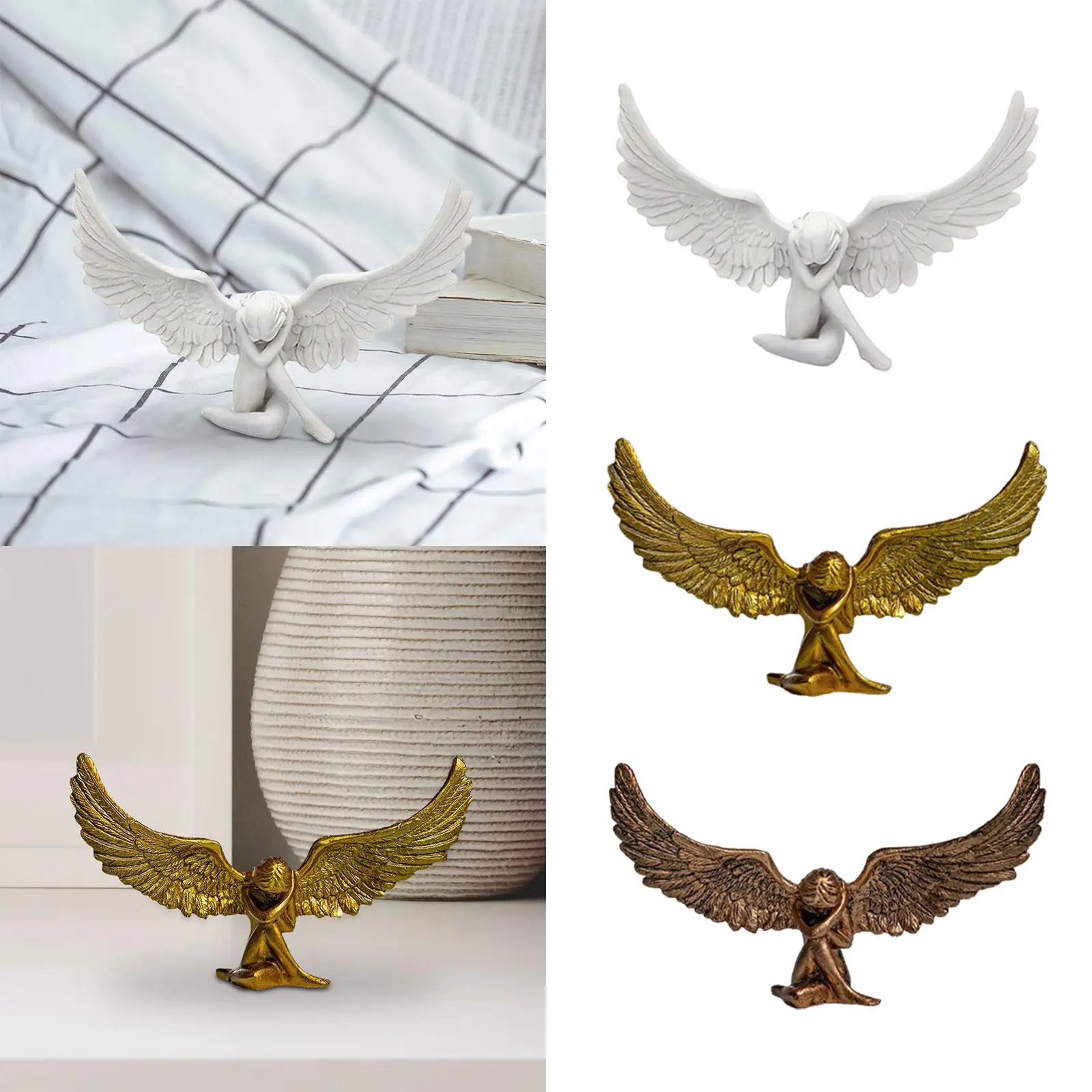 Angel Statue Ideal Gift Creative Delicate Resin Home Decor Sculpture Ornament for Garden Living Room Table Women Indoor Outdoor