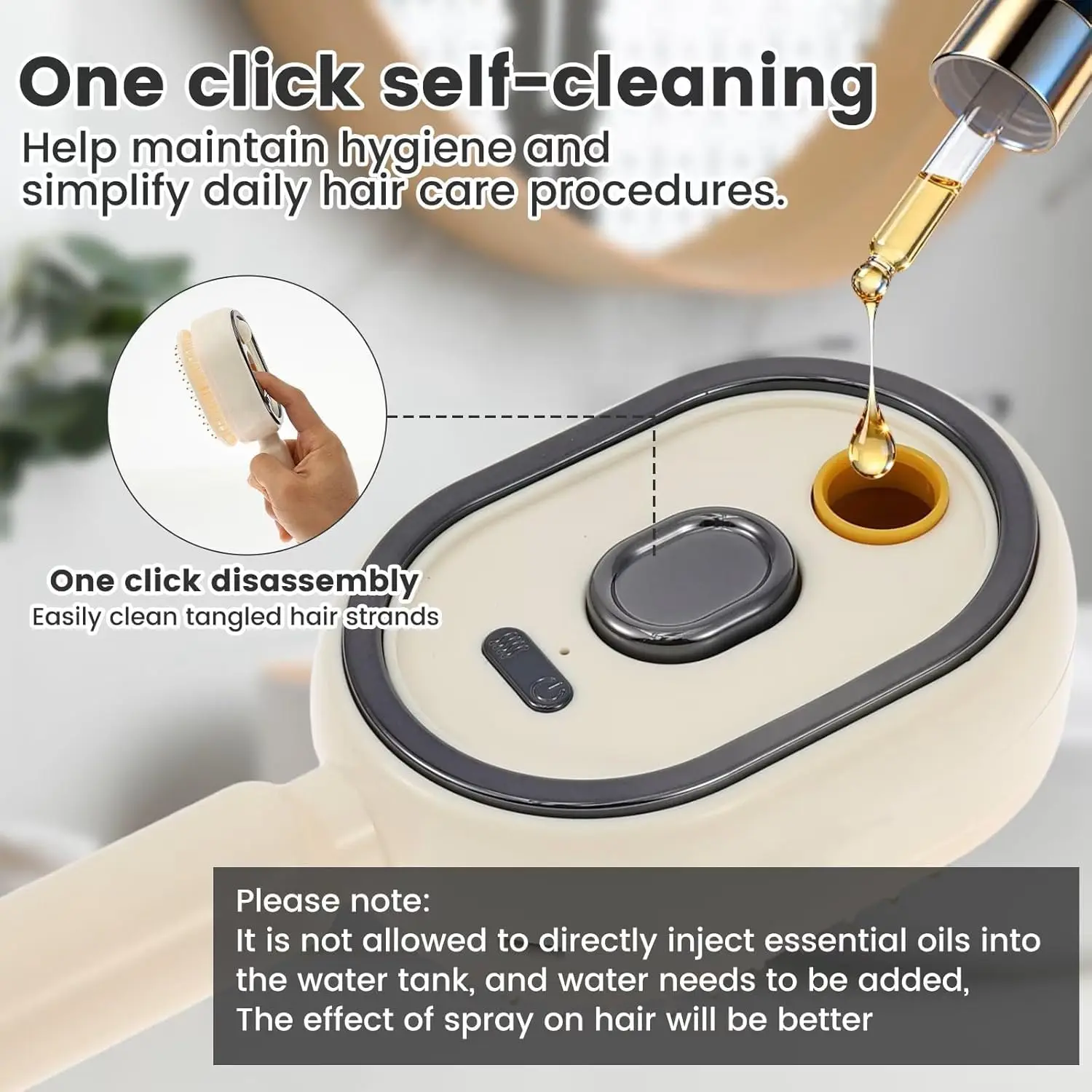 2-In-1 Electric Spray Hair Brush Misting Hair Brush with Water Spray Reduce Frizz Anti-Static Retractable Steam Massage Comb