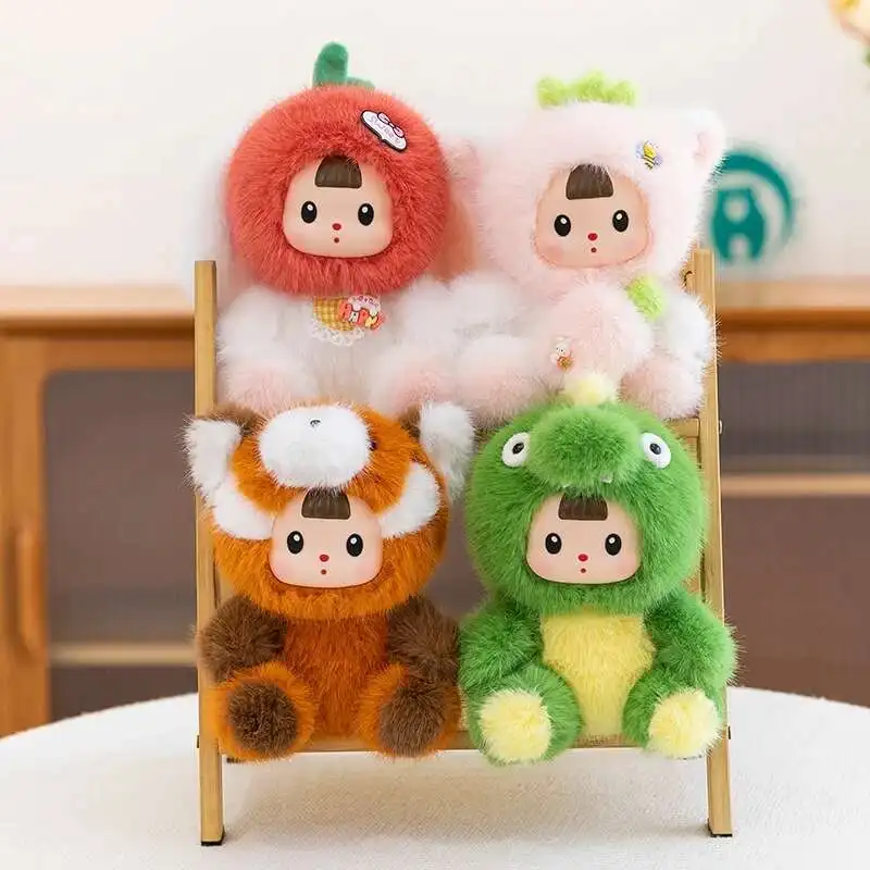 Boneka Kelinci Tomat Dinosaurus Kecil Mainan Mewah Wajah Vinil Boneka Mewah Rakun Kecil Lembut Kartun Boneka Stroberi Hewan Lucu 17Cm