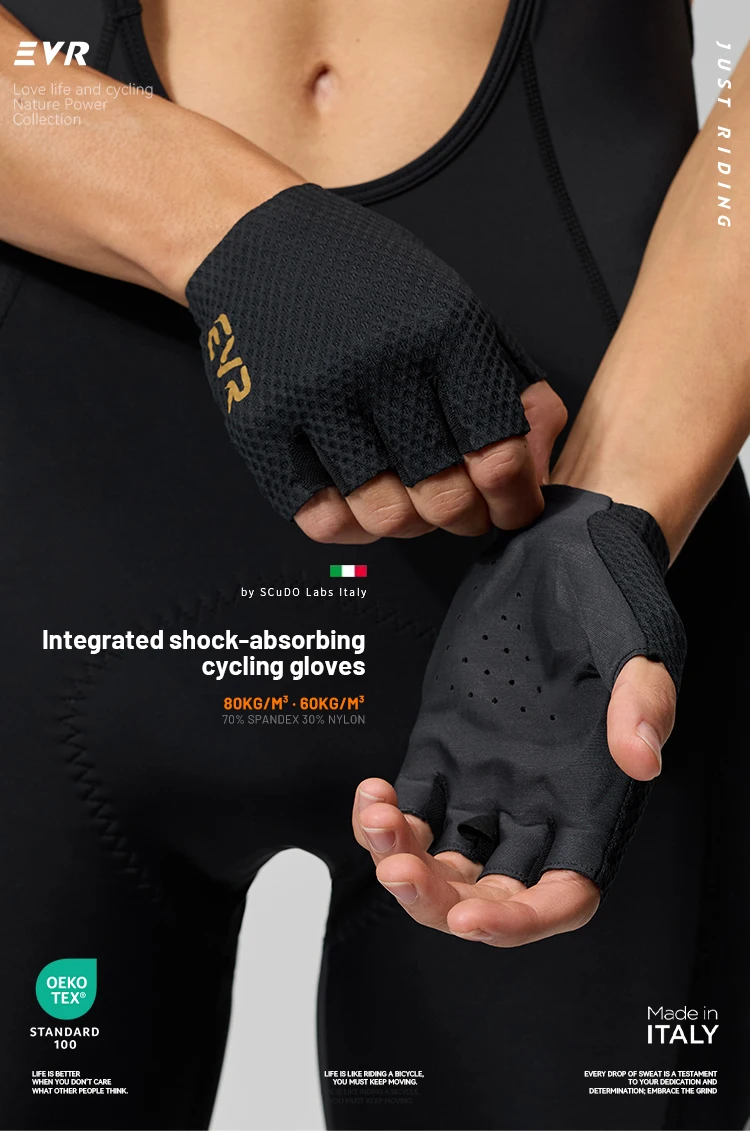 EVR Fahrradhandschuhe für Herren und Damen, halbfingerige Fahrradhandschuhe mit rutschfester Handflächenpolsterung, atmungsaktive MTB- und Rennradhandschuhe, Fahrradzubehör. – Detail 3