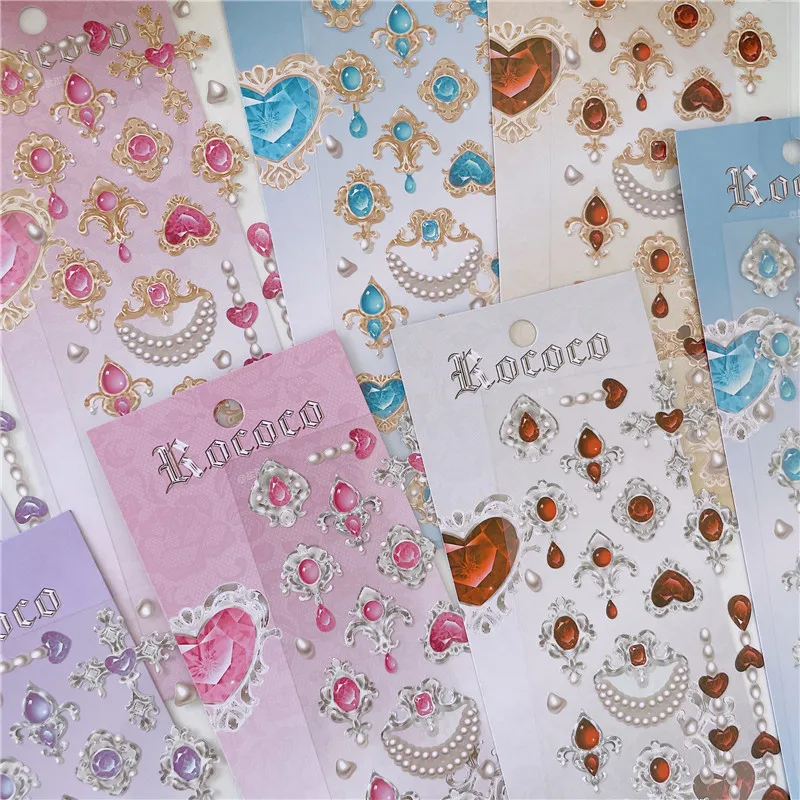 Cute Love Gem Pearl Stickers Diary Scrapbooking DIY Album Decoration Sticker Aesthetic Personalized INS Kawaii Korean Stationery