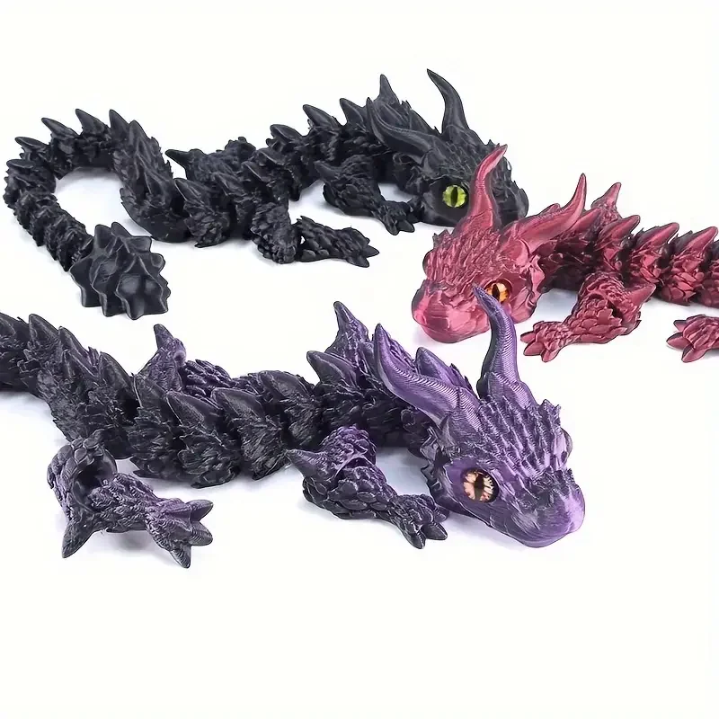 1/4/12pcs Laser Holographic 3D Printed Dragon Figurine - Jointed Articulating Model, Gothic Home Room Decor & Creative Ornament