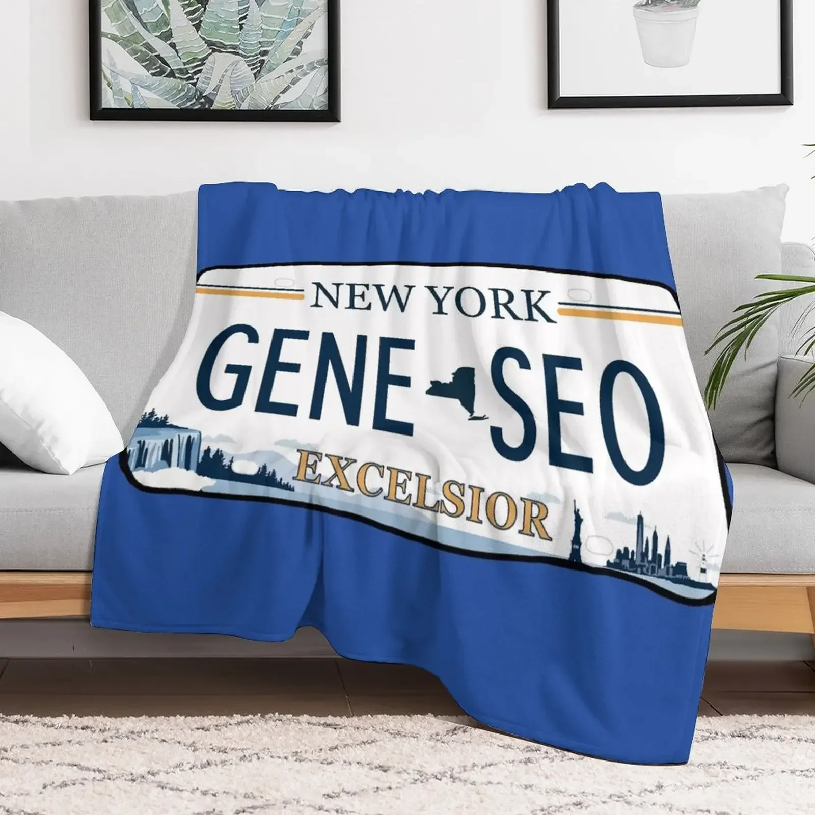 Geneseo license plate Throw Blanket Sofa Quilt heavy to sleep Soft Beds Blankets