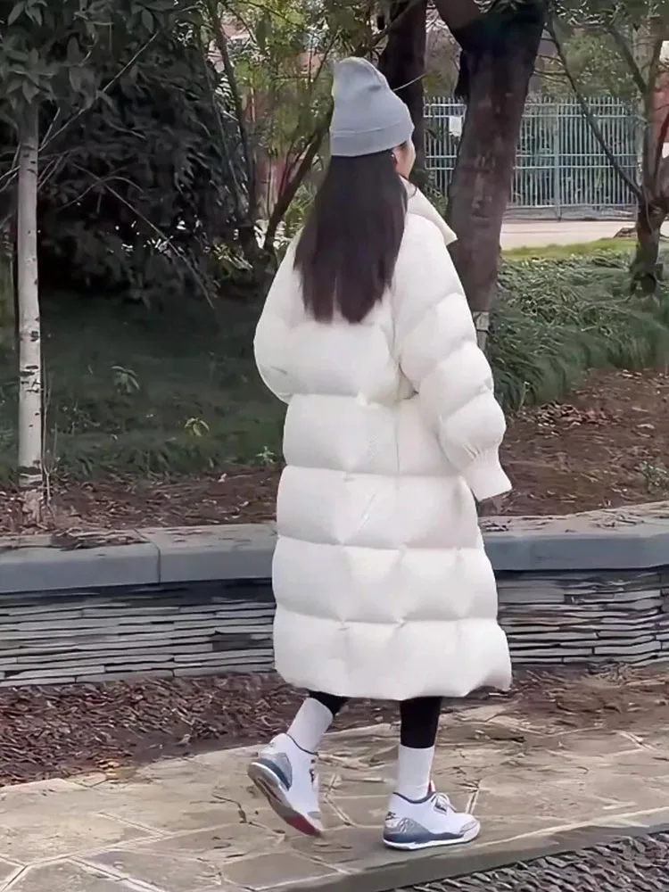 2024 겨울 신상 패셔너블 다용도 큰 칼라 화이트 다운 재킷 여성용 트렌디 출퇴근 스타일