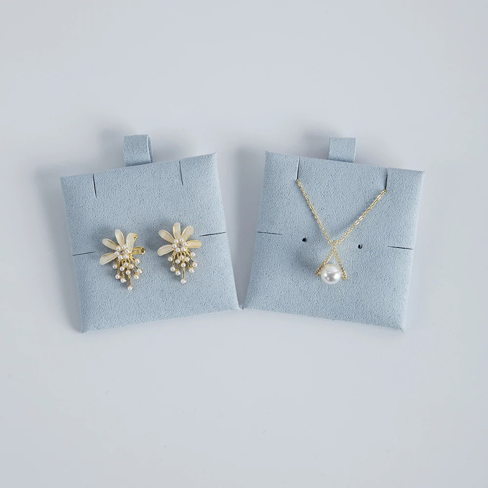 Blue Bag  6x6cm Retail Small Foam Square Earring Necklace Padded Card Suede 5 pcs  Microfiber  Jewelry Display Pad Cards