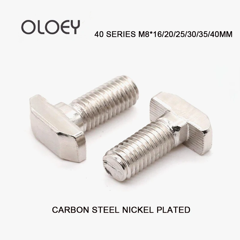 

T Type Nuts 4040 European Standard M8X16/20/25/30/35/40mm 10/20pcs Fastener Aluminum Connector For Aluminum Profile 4040 Screws