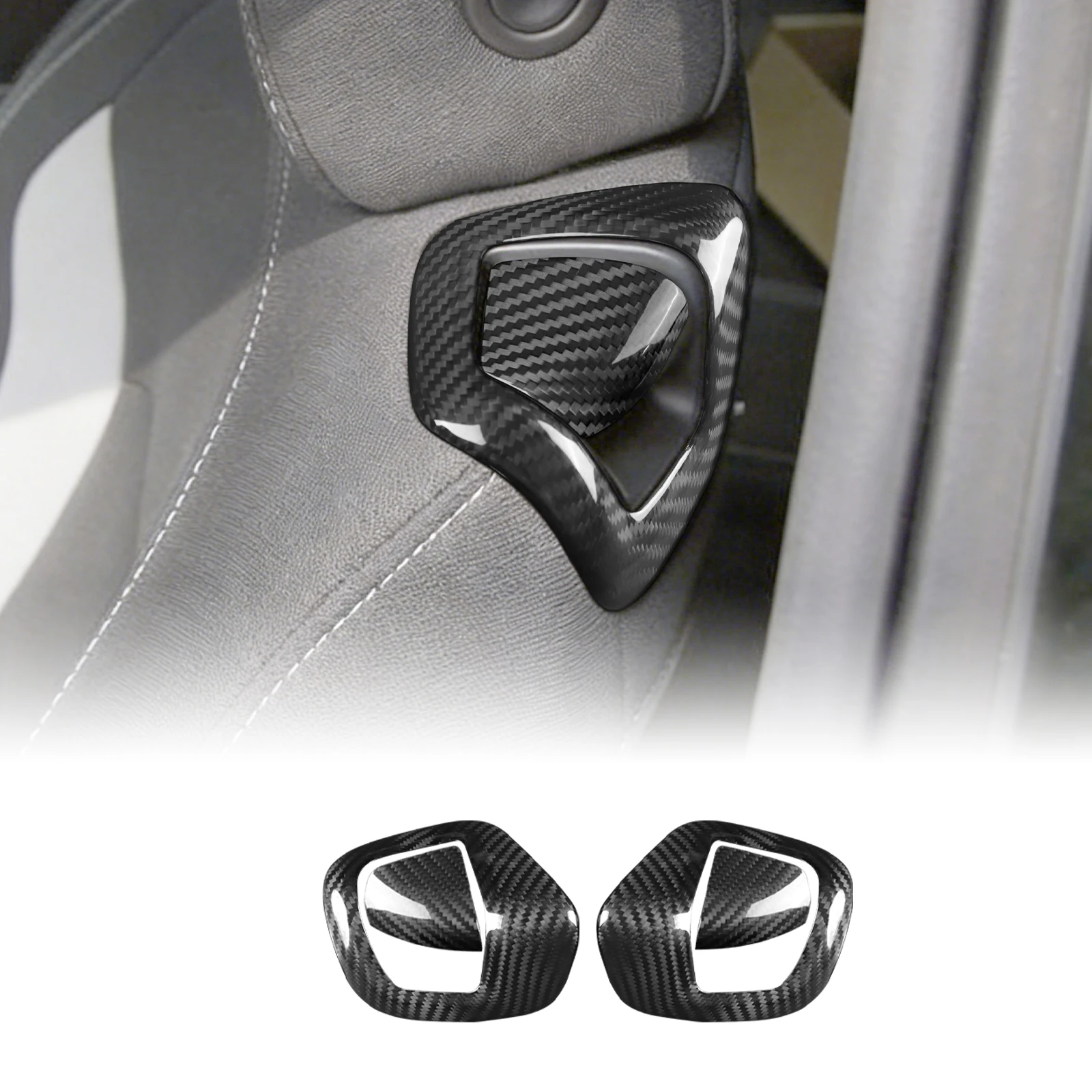 For 2016 2017 2018 2019 2020 2021 2022 2023 2024 Chevrolet Camaro Dry Hard Carbon Fiber Seat Back Handle Cover Trim Accessories view 2