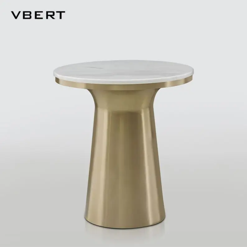 WBERT Nordic Modern Design Luxury Marble Side Table High Feet Small Coffee Table Balcony Simple Casual Creativity Metal Material