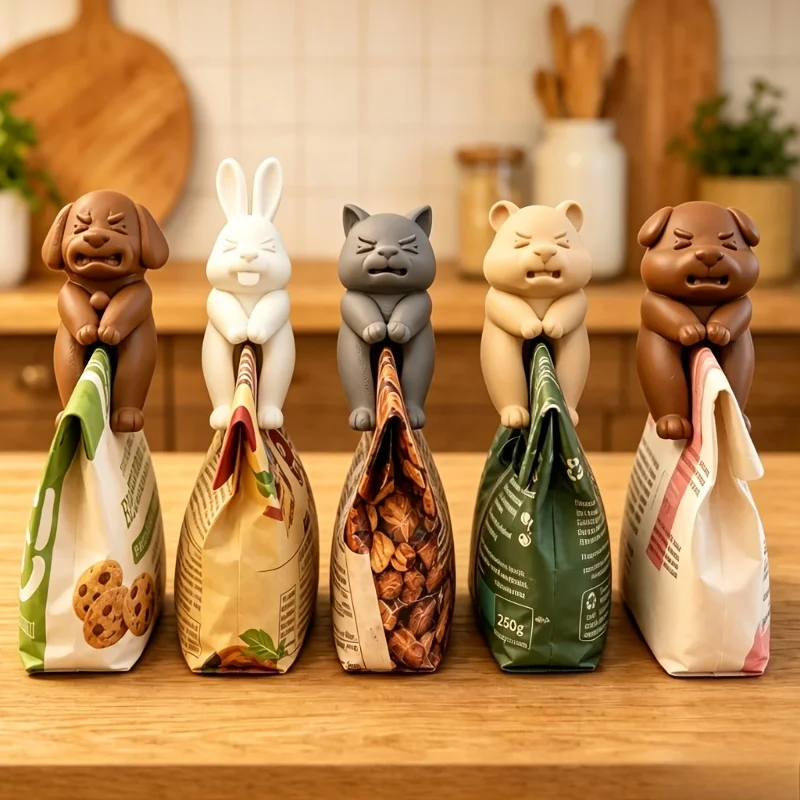 Cute Animal Chip Bag Clips Cartoon Dog Rabbit Cat Bear Food Sealing Clamp Household Snack Bag Storage Fastener