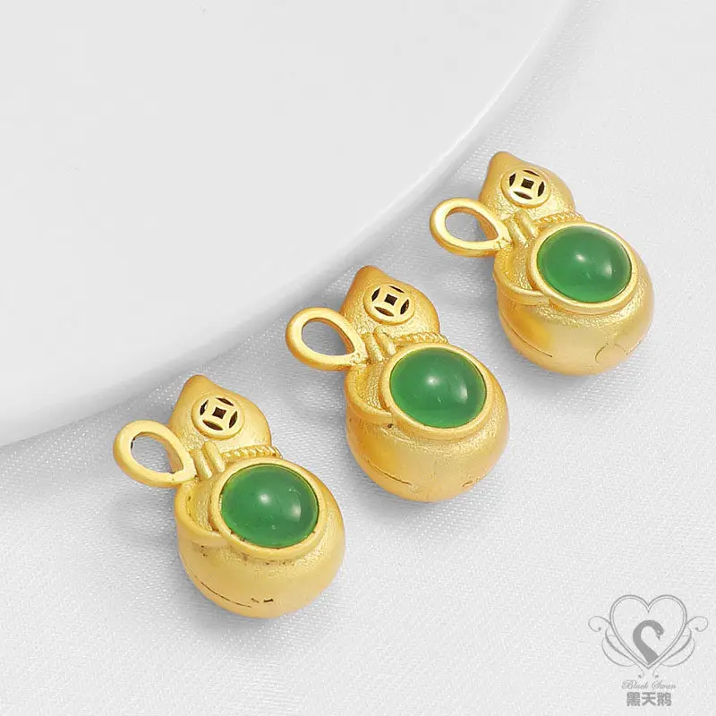 18K Sand Gold Ancient Gourd Pendant Bracelet Necklace DIY Handmade Jewelry Accessories Pendant Material