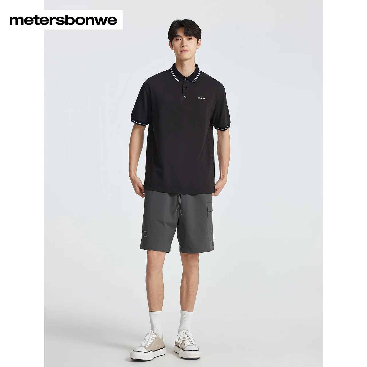Metersbonwe Lapel Short-sleeved T-shirt for men, Pure Color Knit Casual New design Polo Tops, summer image 6