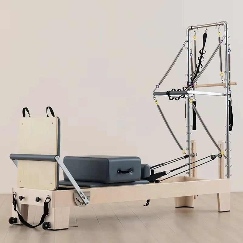 YTYIN Reformer de Pilates de Madera de Arce de Media Torre para Yoga y Pilates