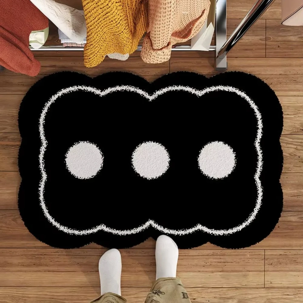 Alfombra de suelo irregular con forma de gato negro de dibujos animados, alfombra de felpa y franela para dormitorio, sala de estar, alfombra para la mesita de noche, resistente a la suciedad, decoración del hogar.