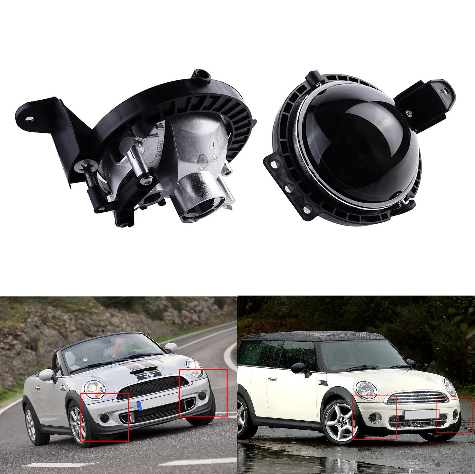 2 Pieces N/S+O/S Front Fog Daytime Light No Bulbs DRL For Mini Cooper R55 R56 R57 R58 R59