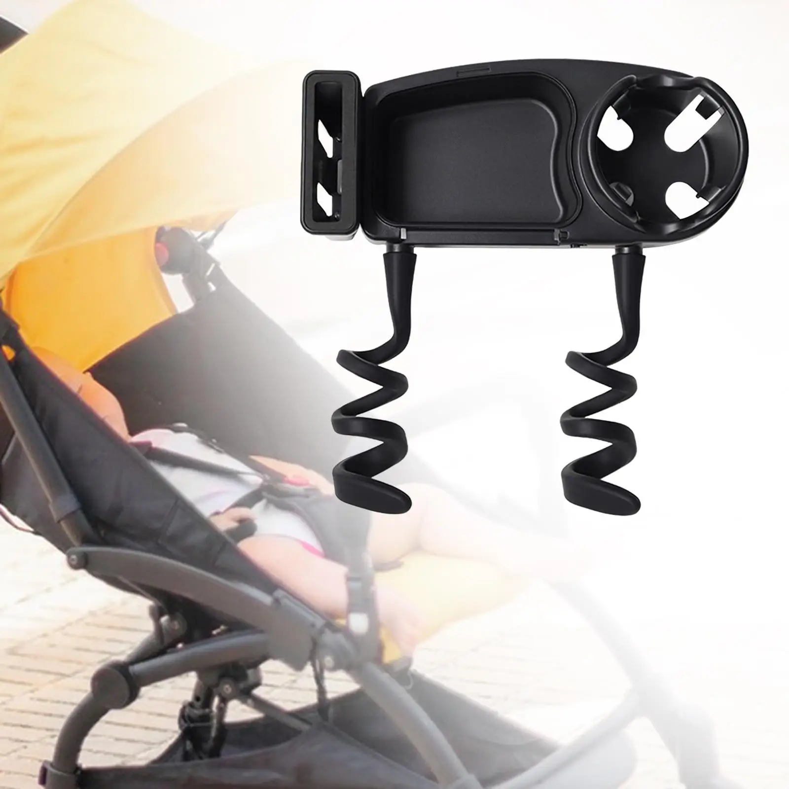 Stroller Snack Tray Attachment with Cup Holder Non Slip Removable Easy to Install Snack Container for Baby Stroller Accessories