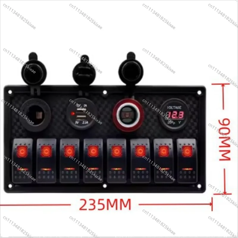 For 8 + 4 Switch Control Panel Dual Light Switch Dual USB + Cigarette Lighter with Cigarette Butt + Voltmeter RV Modification