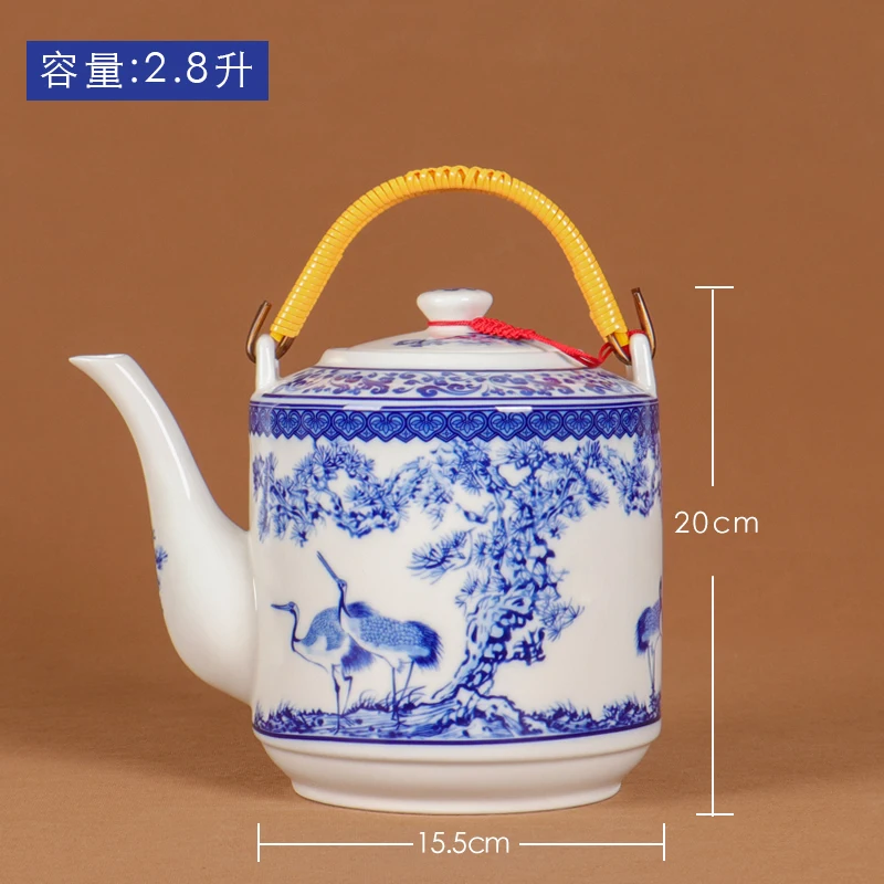 Jingdezhen Ceramic Teapot Household Large-capacity Blue and White Porcelain Handle Water Pot Chinese Style Tea Making Teaset