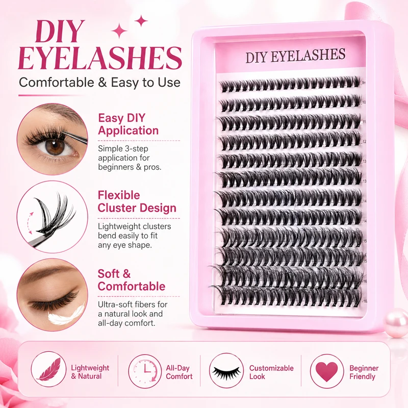DIY Cluster Lashes 9-16mm Mixed Length Individual False Eyelashes Wispy Fluffy Reusable Natural Glam Lash Extensions for Women image 6